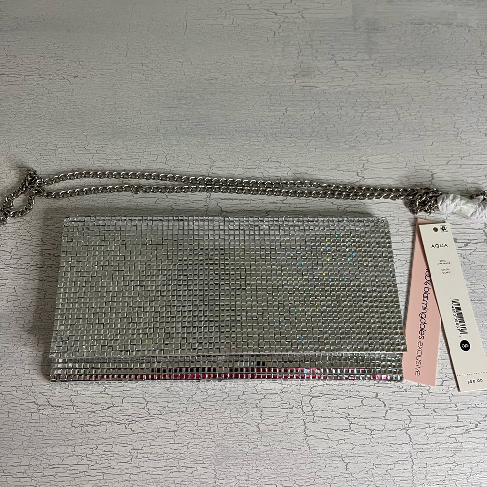 Aqua Silver Clutch w/Removable Crossbody Strap - Picture 3 of 10